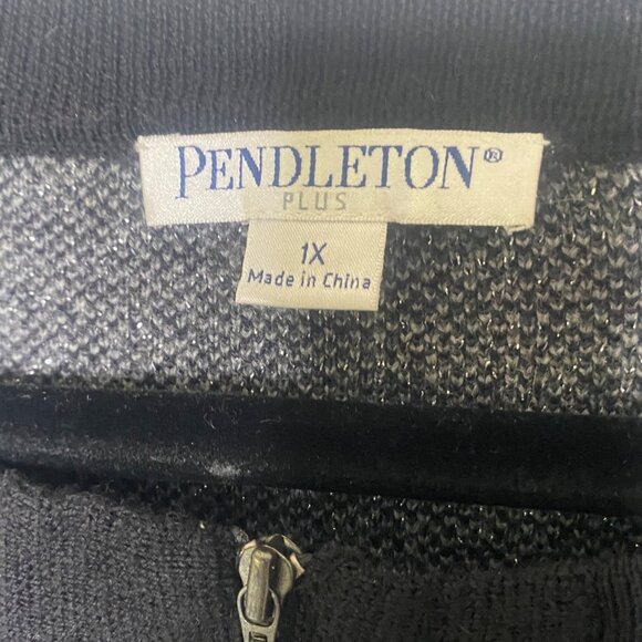 Pendleton Plus Wool Cardigan Sweater Womens 1X Black Zip Career - Picture 2 of 16